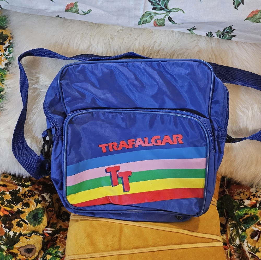 Vintage Trafalgar Blue Rainbow Bag with Retro Design